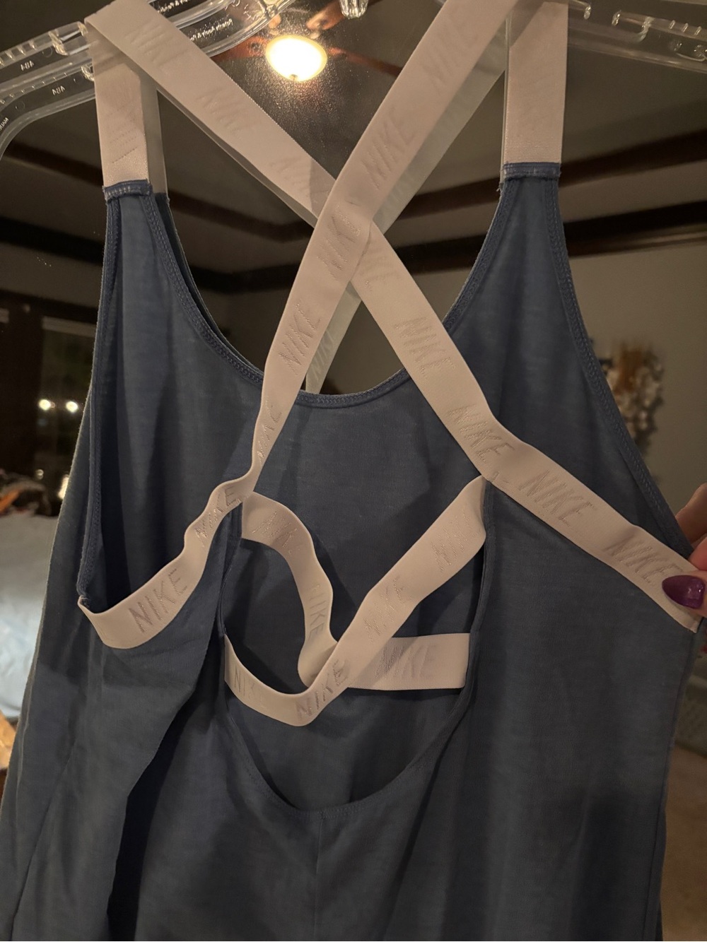 Nike Blue Women's Racerback Tank with White Straps - Picture 3 of 6